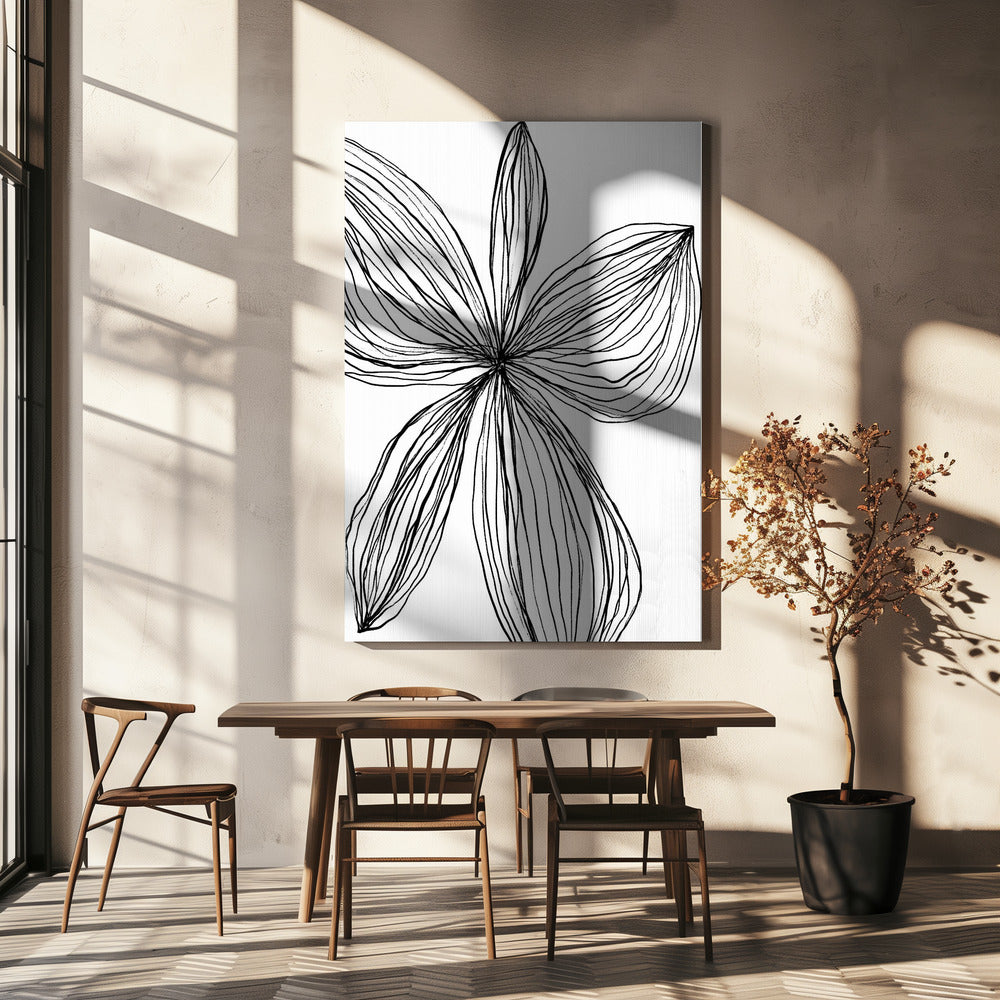 Minimalist Black and White Petals | Canvas