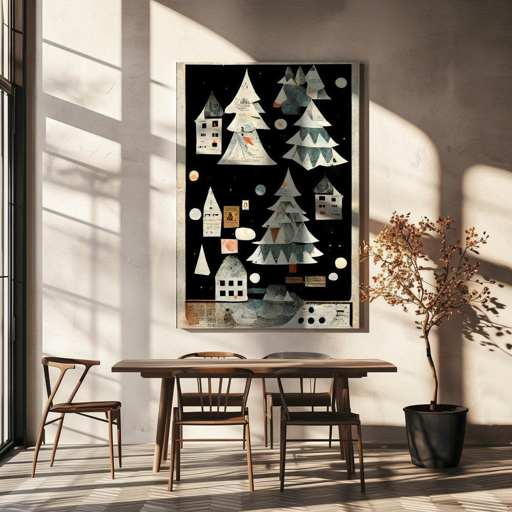 A Paper Village At Night | Canvas