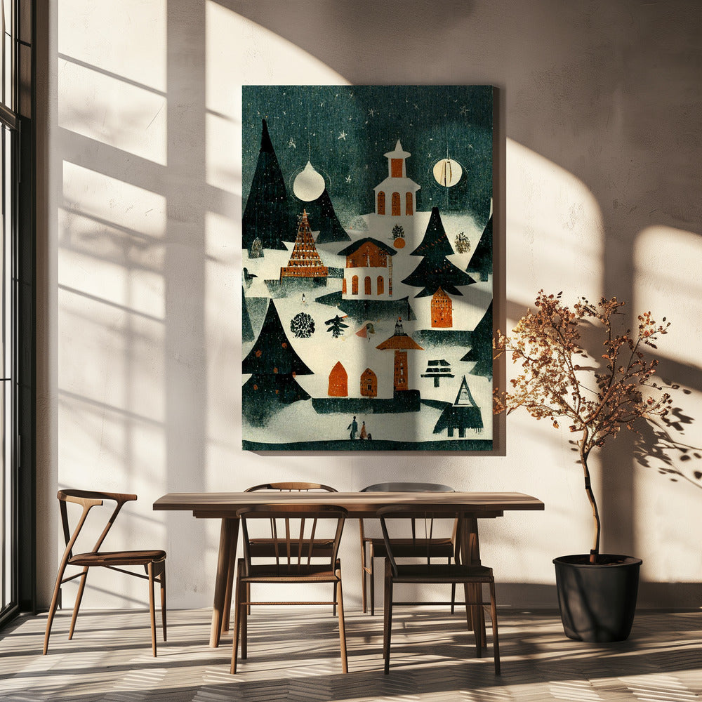 Winter Village Glow | Canvas