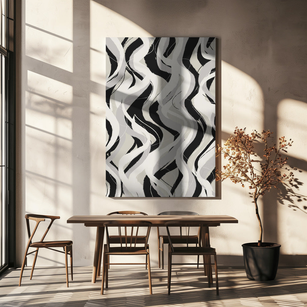 Curved Monochrome Waves | Canvas