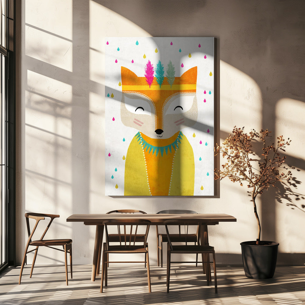 Feathered Fox Face | Canvas