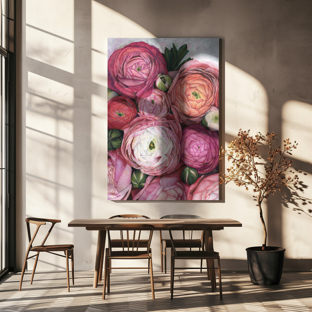 Arleth ranunculus bouquet in warm pink | Canvas