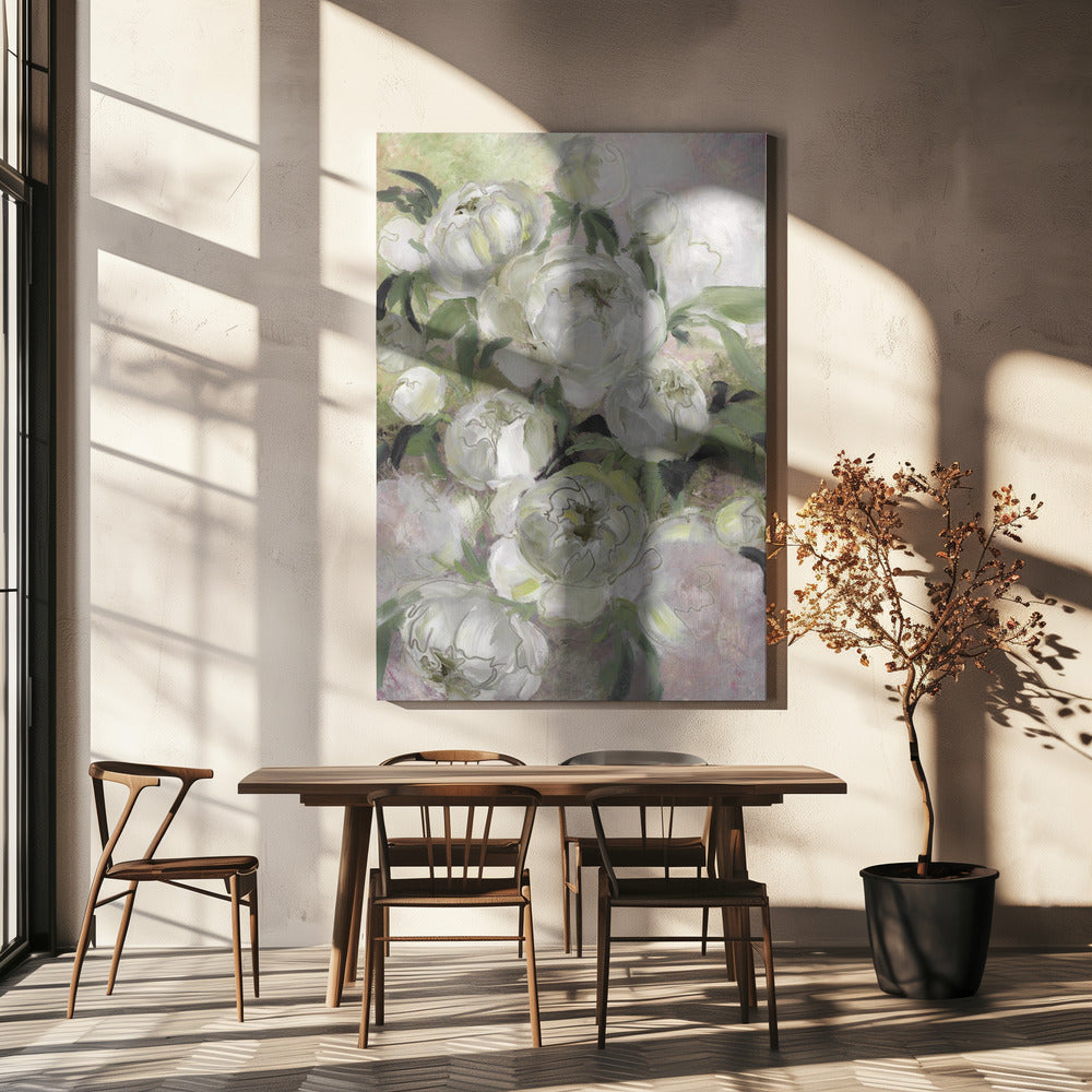 Sady painterly florals in green | Canvas