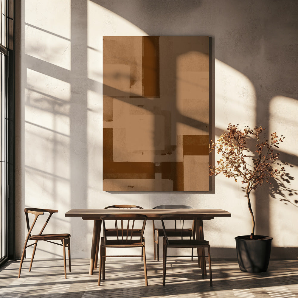 Sepia Geometric Flow | Canvas