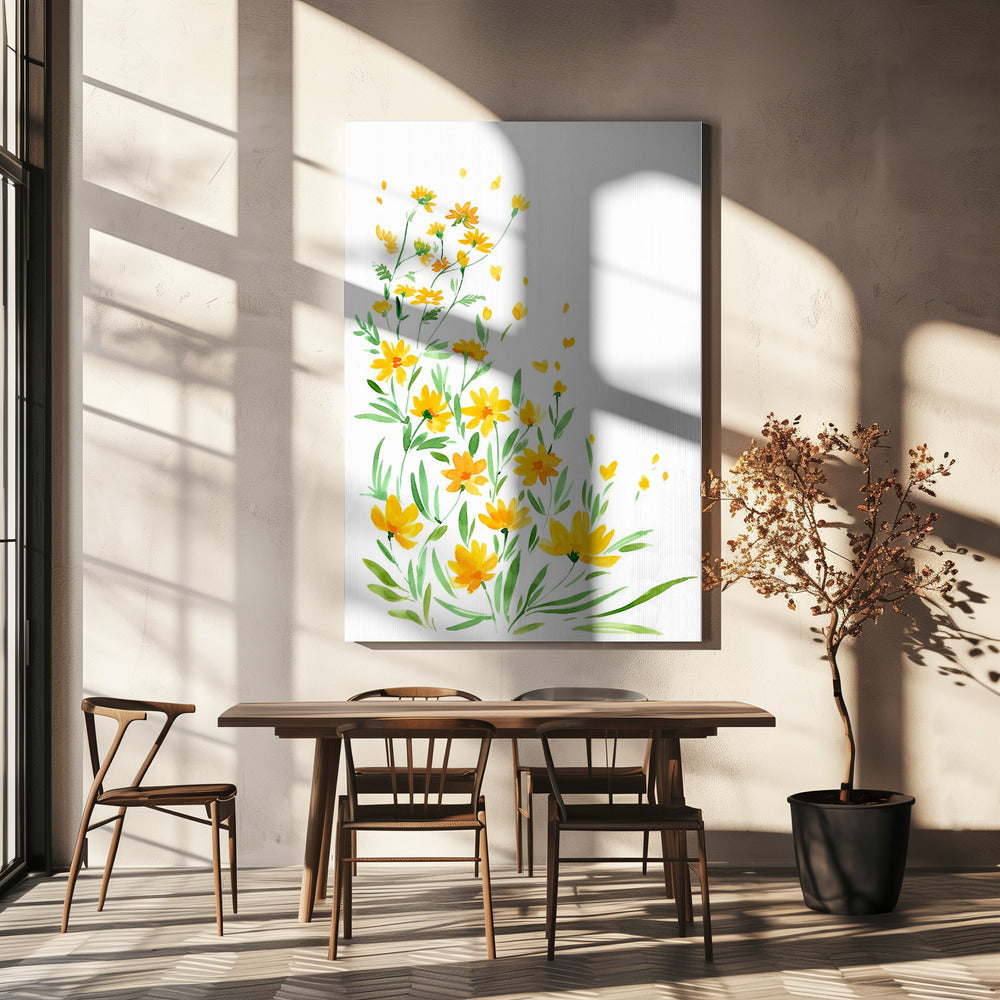 Yellow watercolor wildflowers | Canvas