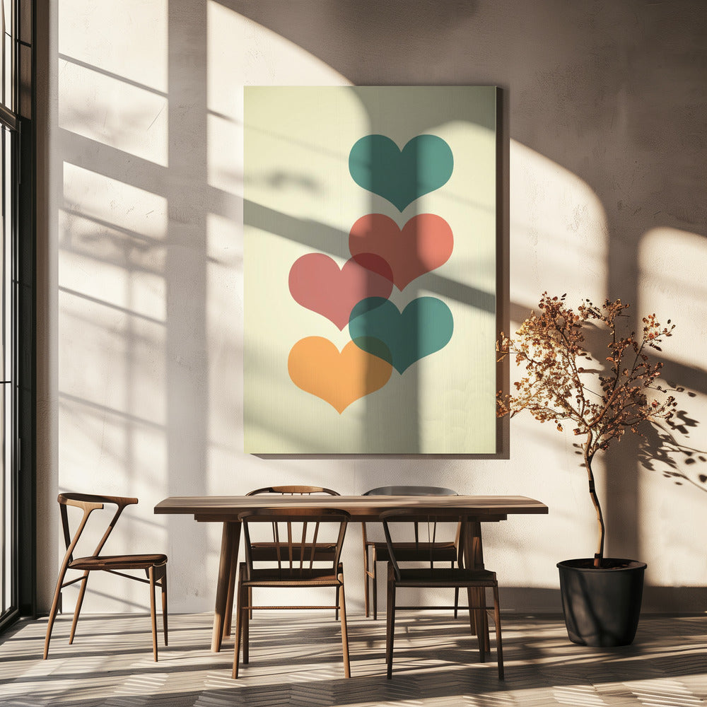 Mid century hearts I | Canvas