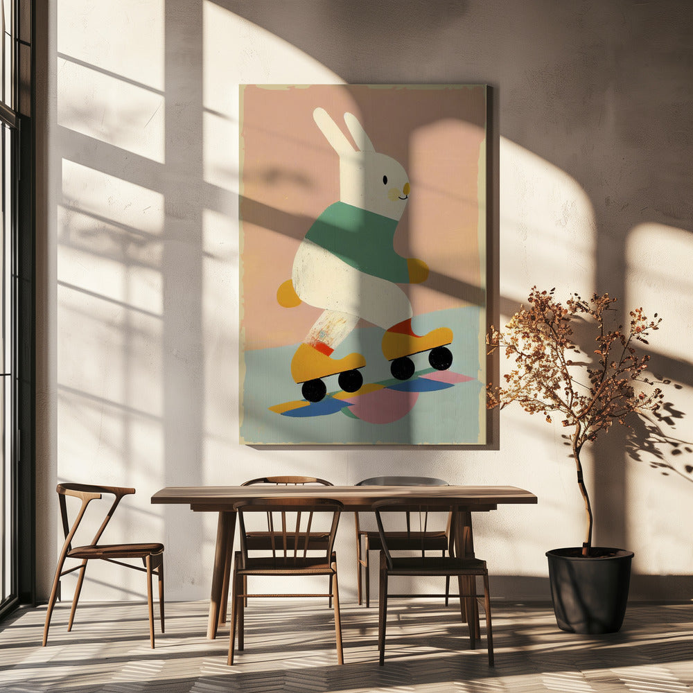Bunny on Skates | Canvas