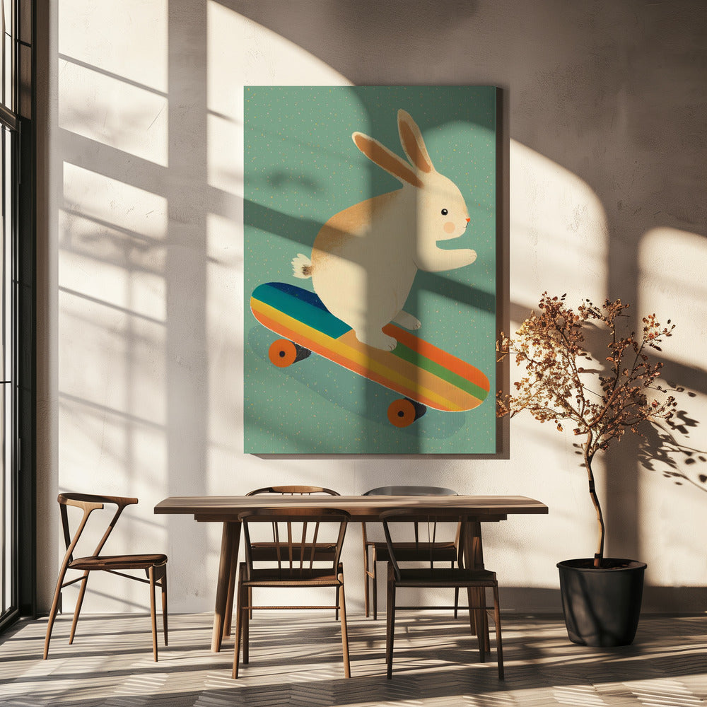 Skateboarding Bunny | Canvas