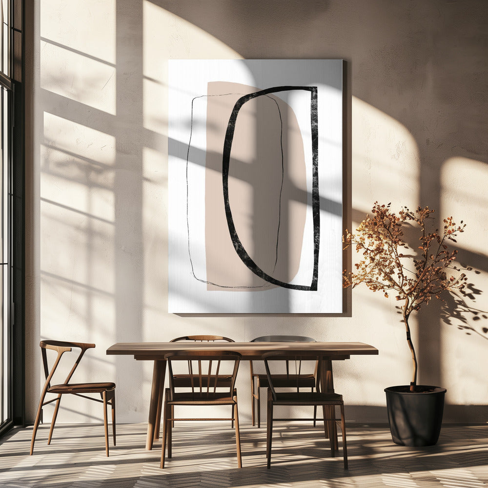 Soft Beige And Black Geometric Shapes | Canvas