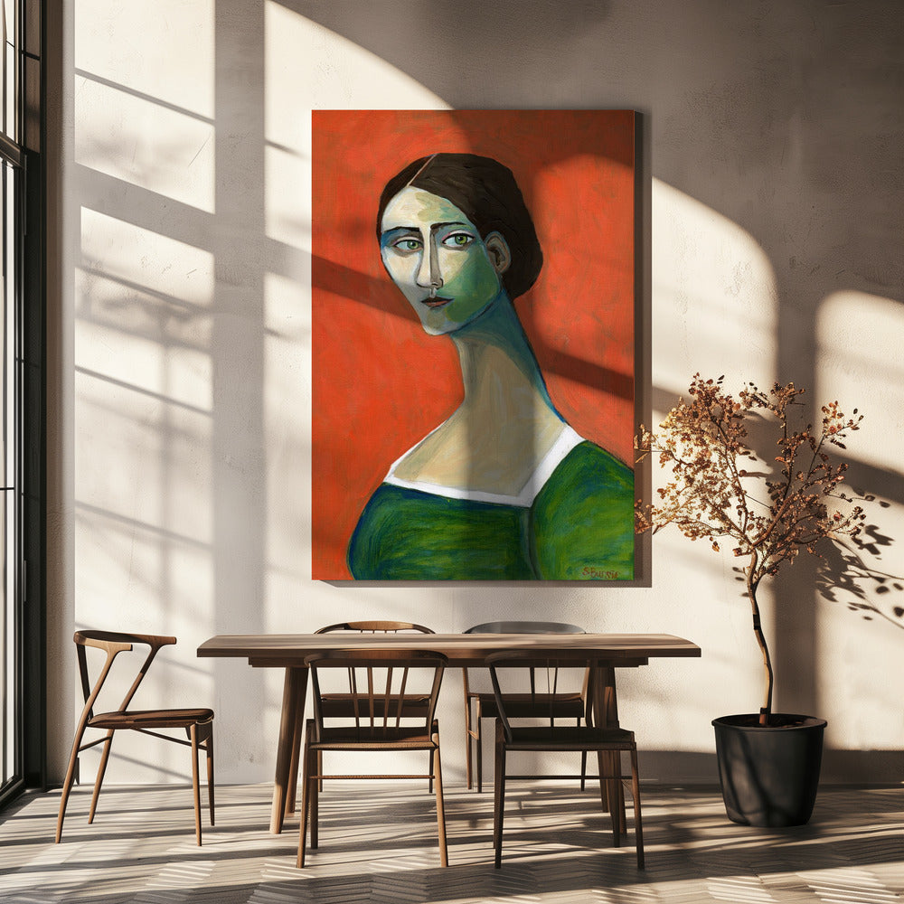 Vintage woman in green | Canvas
