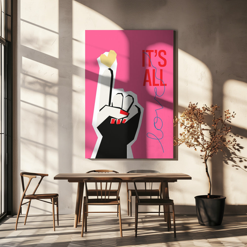 It's All Love Hand Pink | Canvas