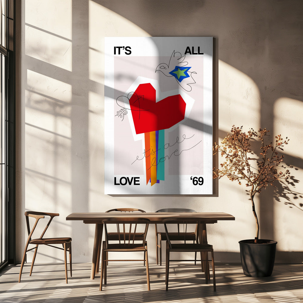 It's All Love '69 Heart Greige | Canvas
