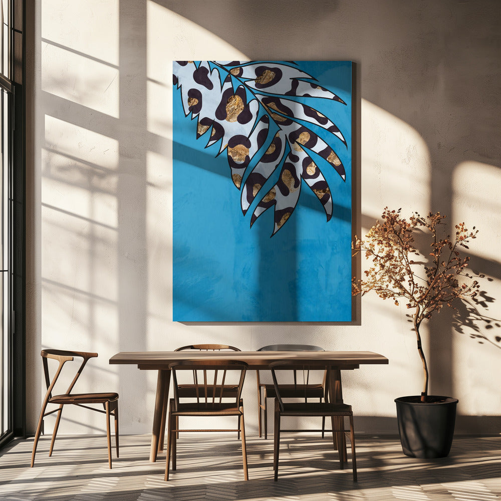 Blue leopard print animal leaf | Canvas