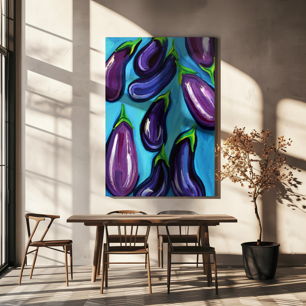 Aubergines Rain | Canvas