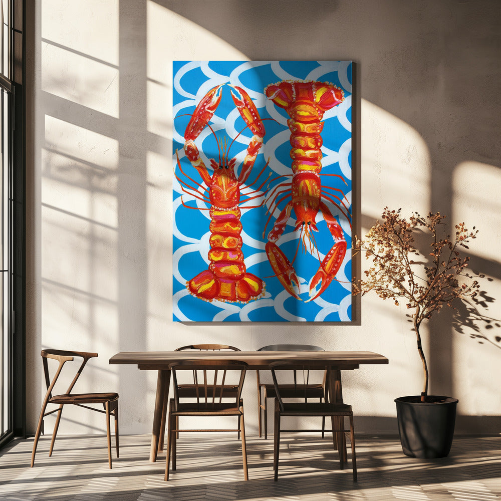 Langoustines On Blue | Canvas
