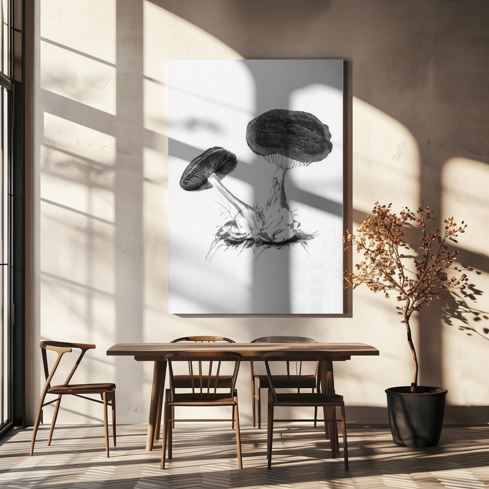 Vintage Violet Webcap Mushroom Bright BW | Canvas