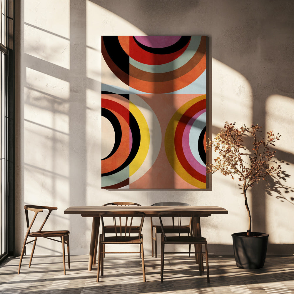 Warm Colors Bauhaus Geometry3 | Canvas