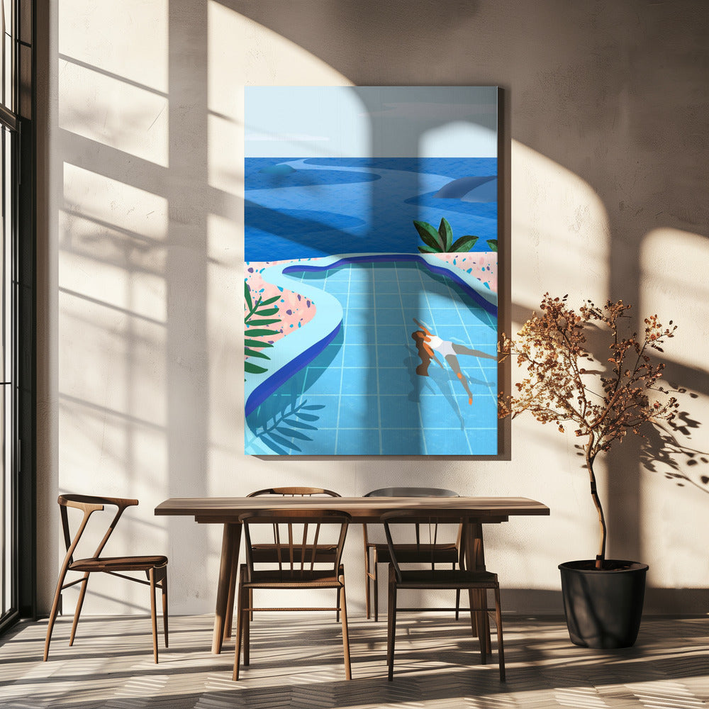 Girl in Pool | Canvas