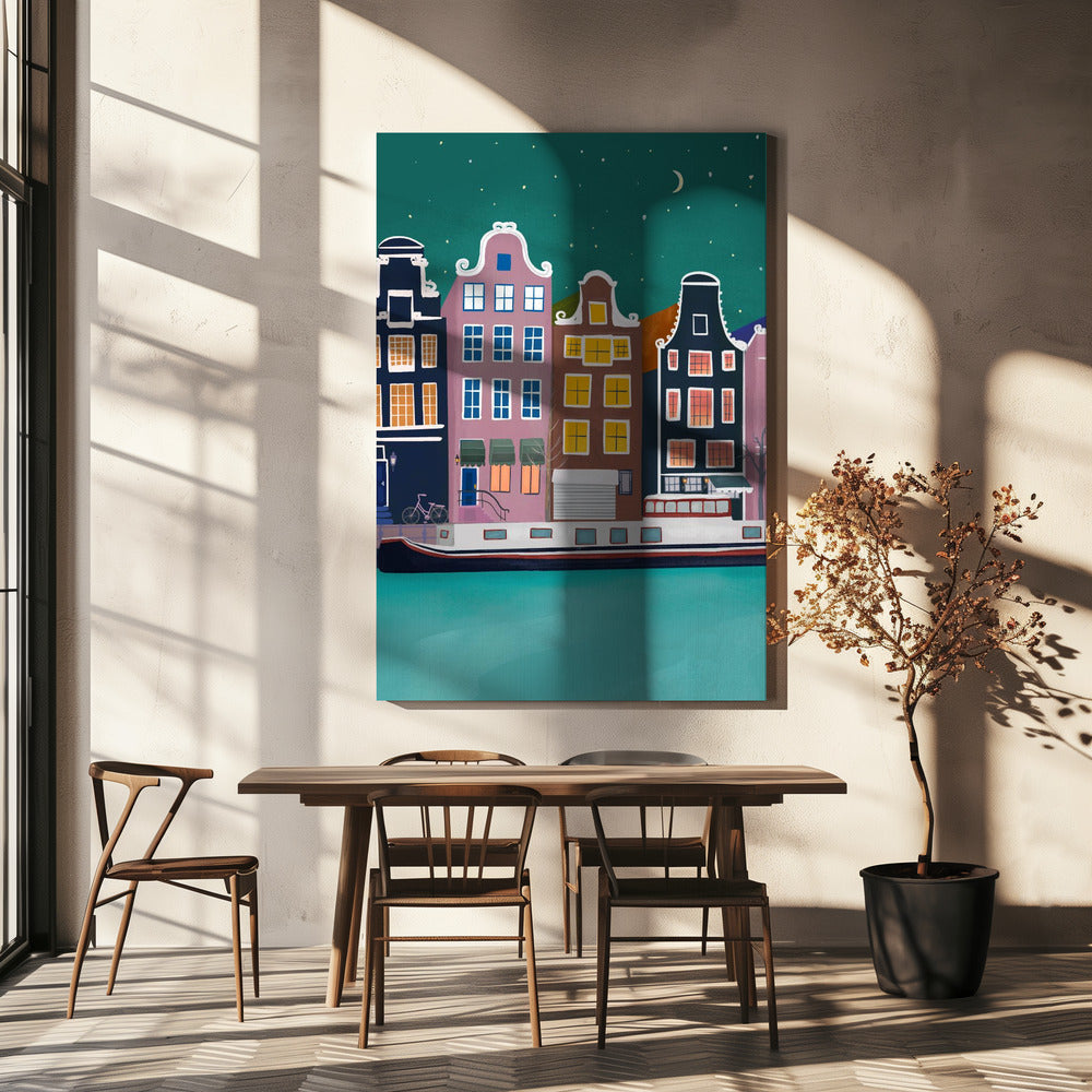 Amsterdam by night | Canvas