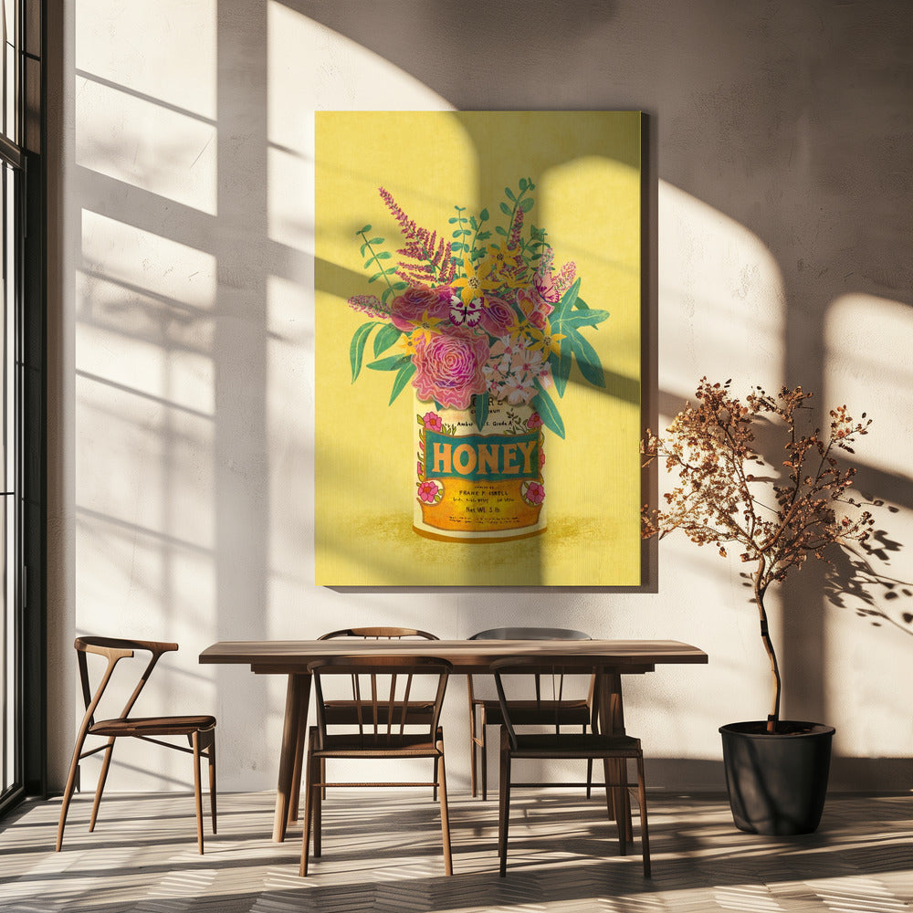 Flowers In a vintage Honey Can | Canvas