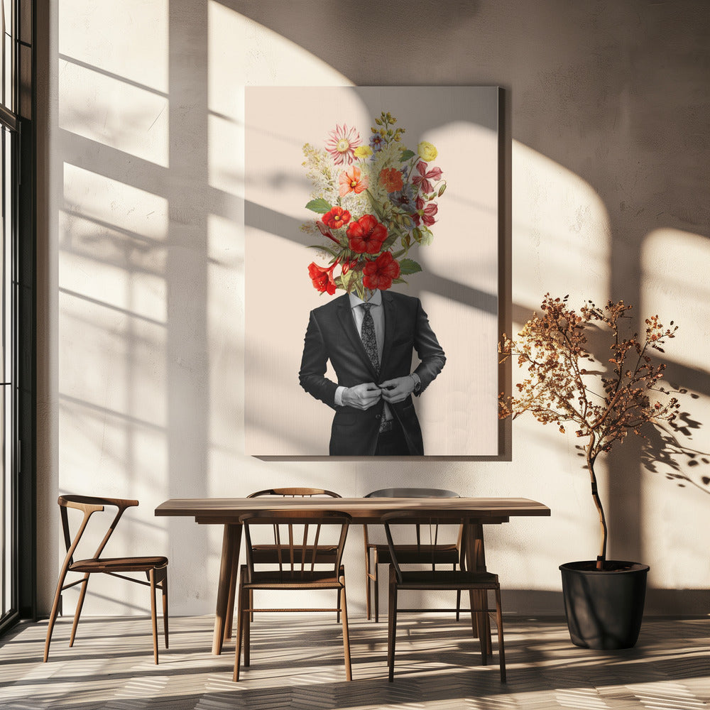 Man In Red Flowers | Canvas