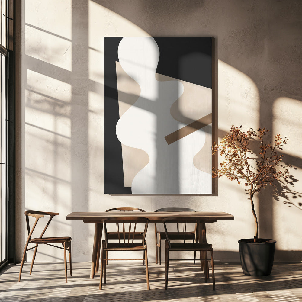 Beige Graphic Curves Art | Canvas