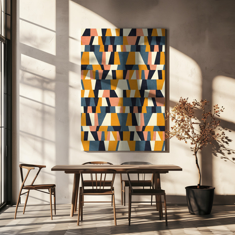 Rainbow Plus Shapes  Blue Mustard14 | Canvas