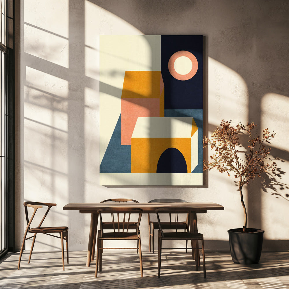 Rainbow Plus Shapes  Blue Mustard11 | Canvas