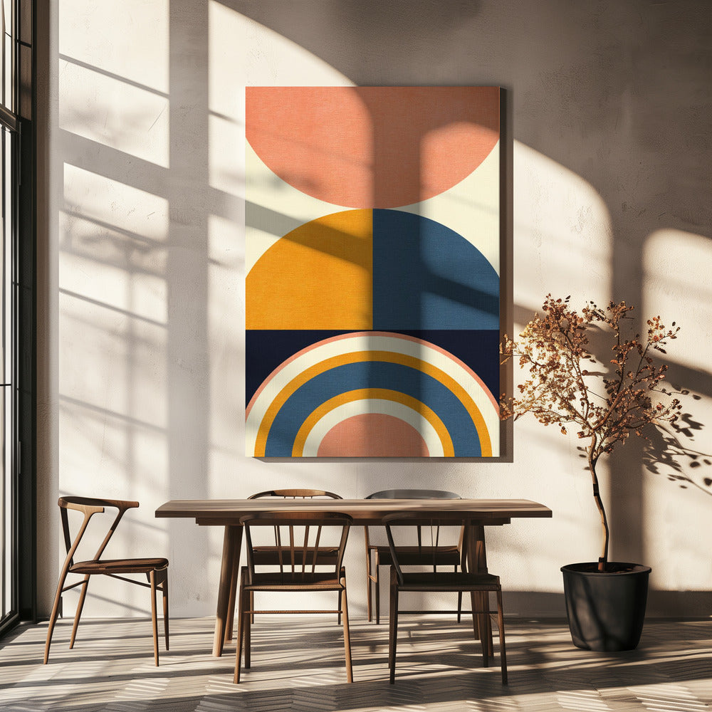 Rainbow Plus Shapes  Blue Mustard10 | Canvas
