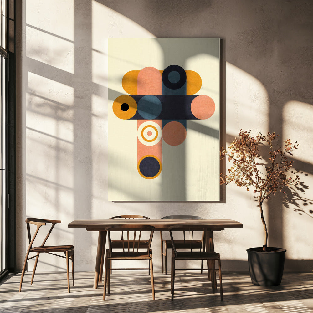 Rainbow Plus Shapes  Blue Mustard8 | Canvas