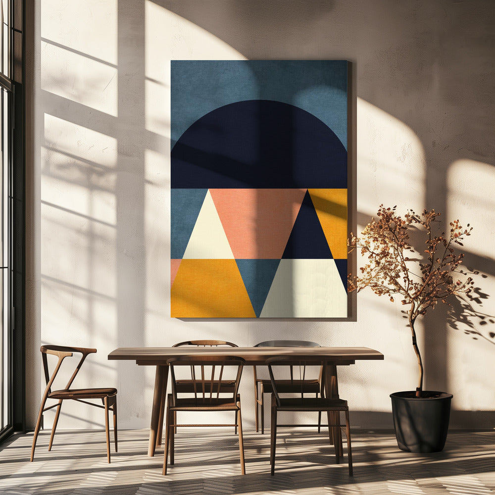 Rainbow Plus Shapes  Blue Mustard4 | Canvas