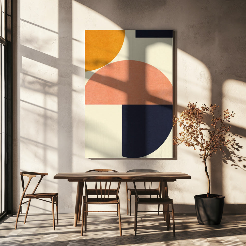 Rainbow Plus Shapes  Blue Mustard2 | Canvas