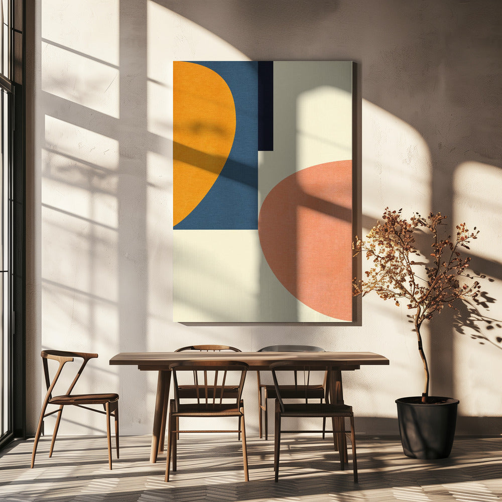 Rainbow Plus Shapes  Blue Mustard1 | Canvas