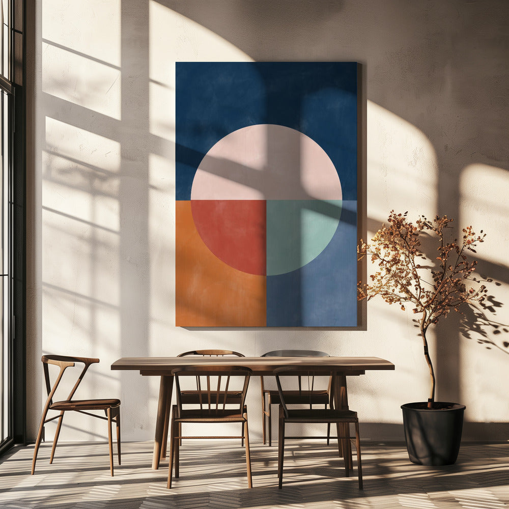 Geometric Abstraction With A Large Pastel Circle | Canvas