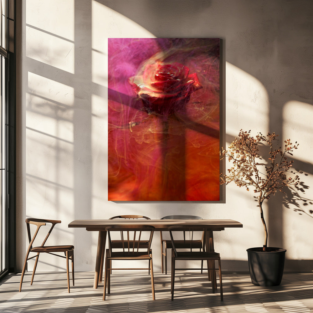 red rose and ink in water | Canvas