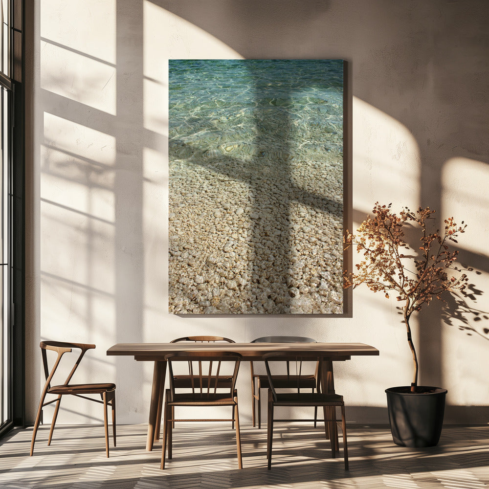 Aqua Ocean and Golden Pebbles | Canvas