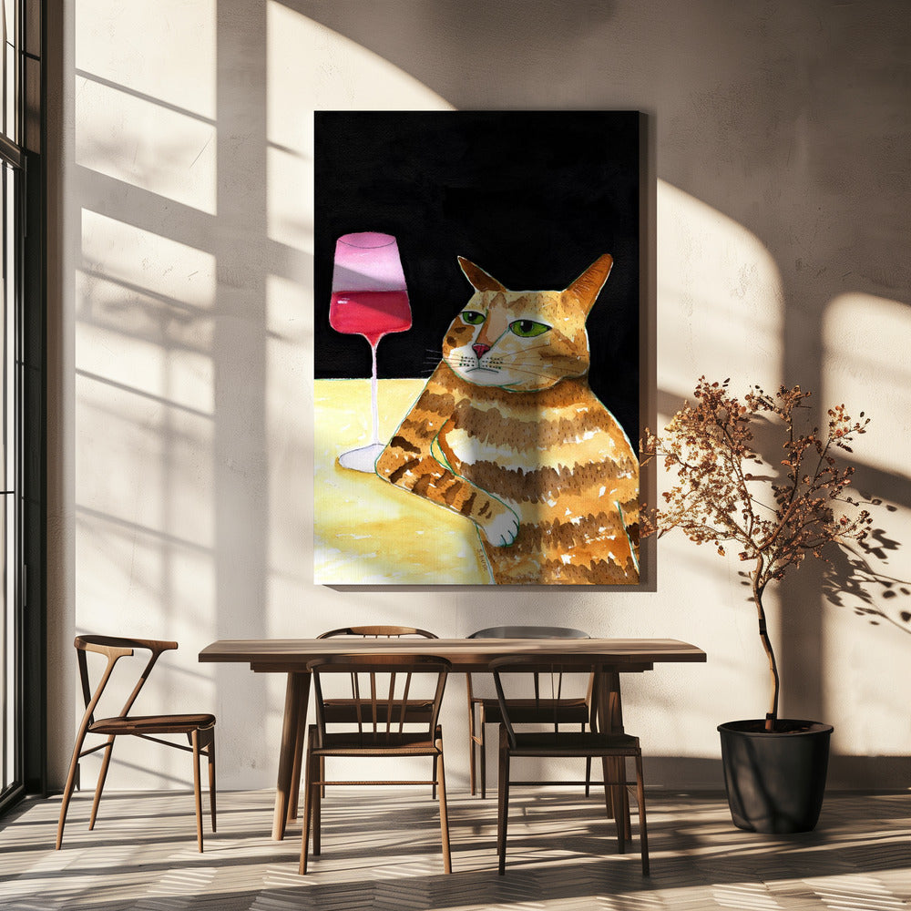 Cat Friday Night Drinks Wine Funny Cat Humour | Canvas