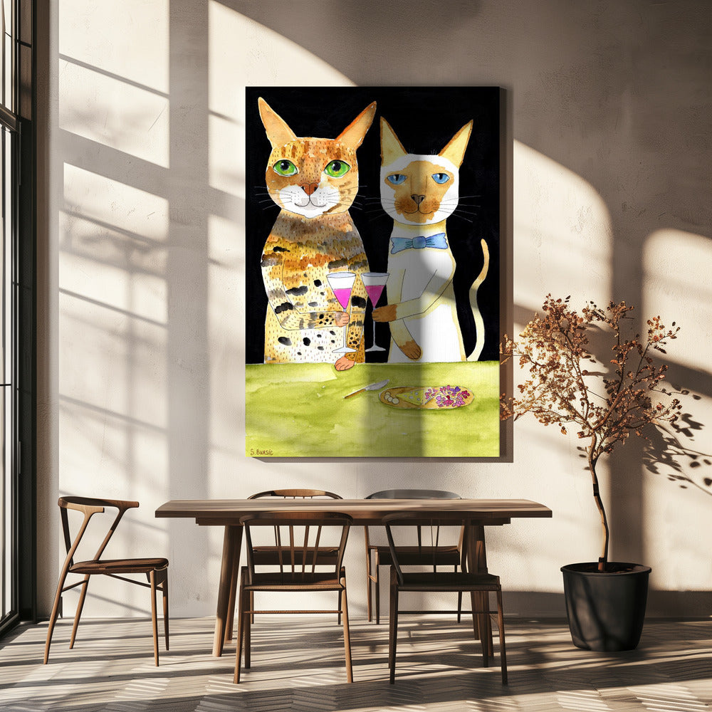 Cats Drinking Best Friends | Canvas