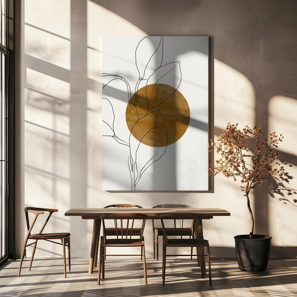 Earthy Line Leaves | Canvas