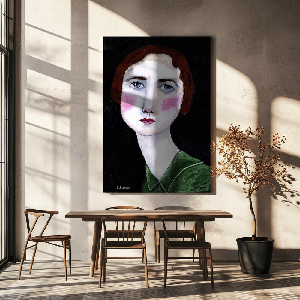 Vintage Woman with pink cheeks | Canvas