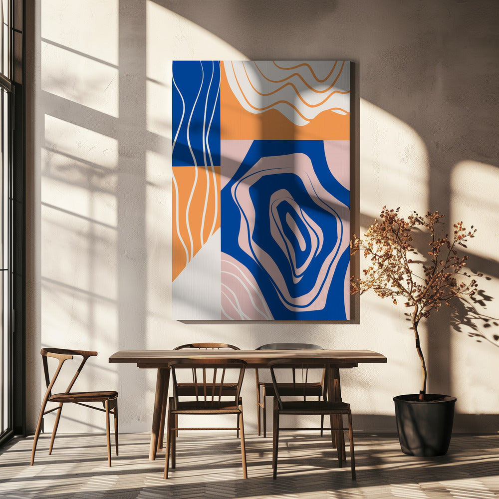 Abstract Collage In Blue and Orange | Canvas
