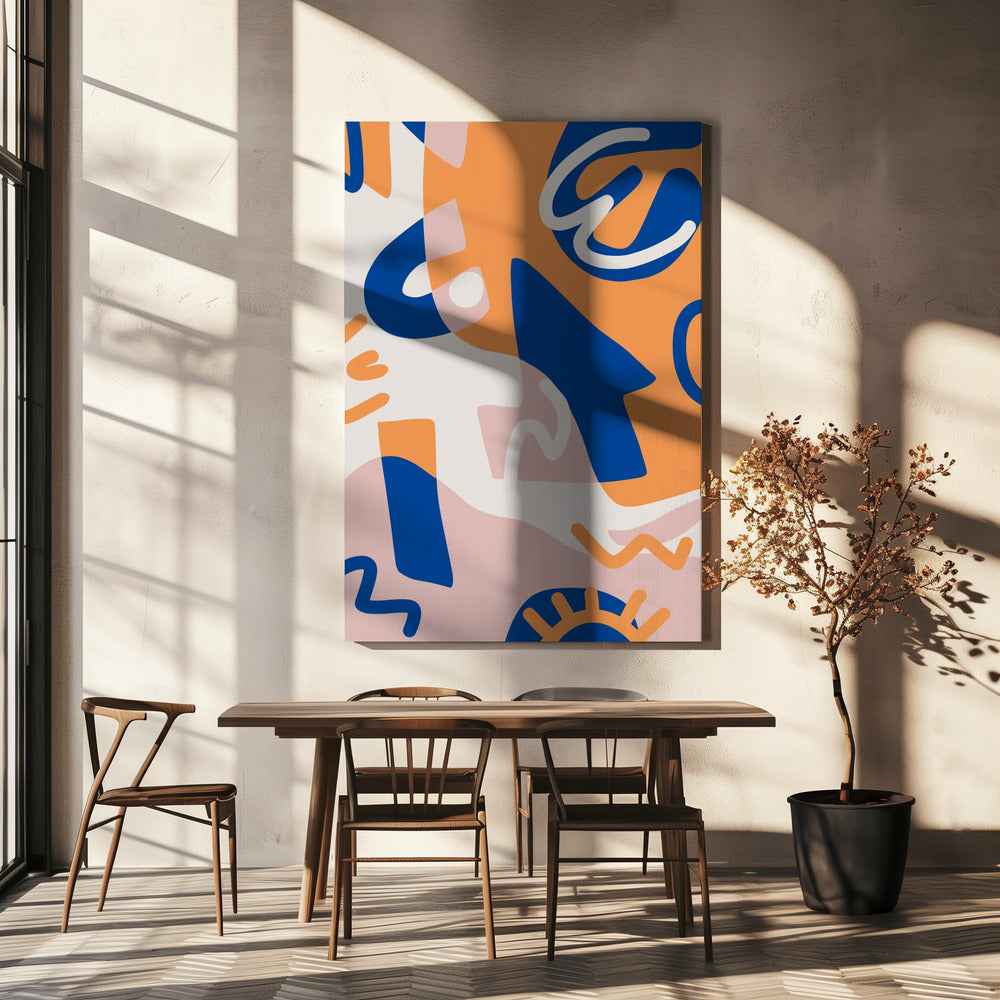 Abstract Shapes In Blue and Orange | Canvas