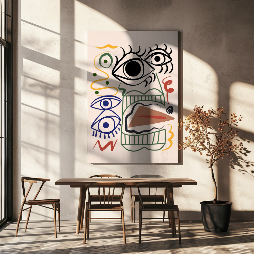 Line Art Bizarre Totem | Canvas