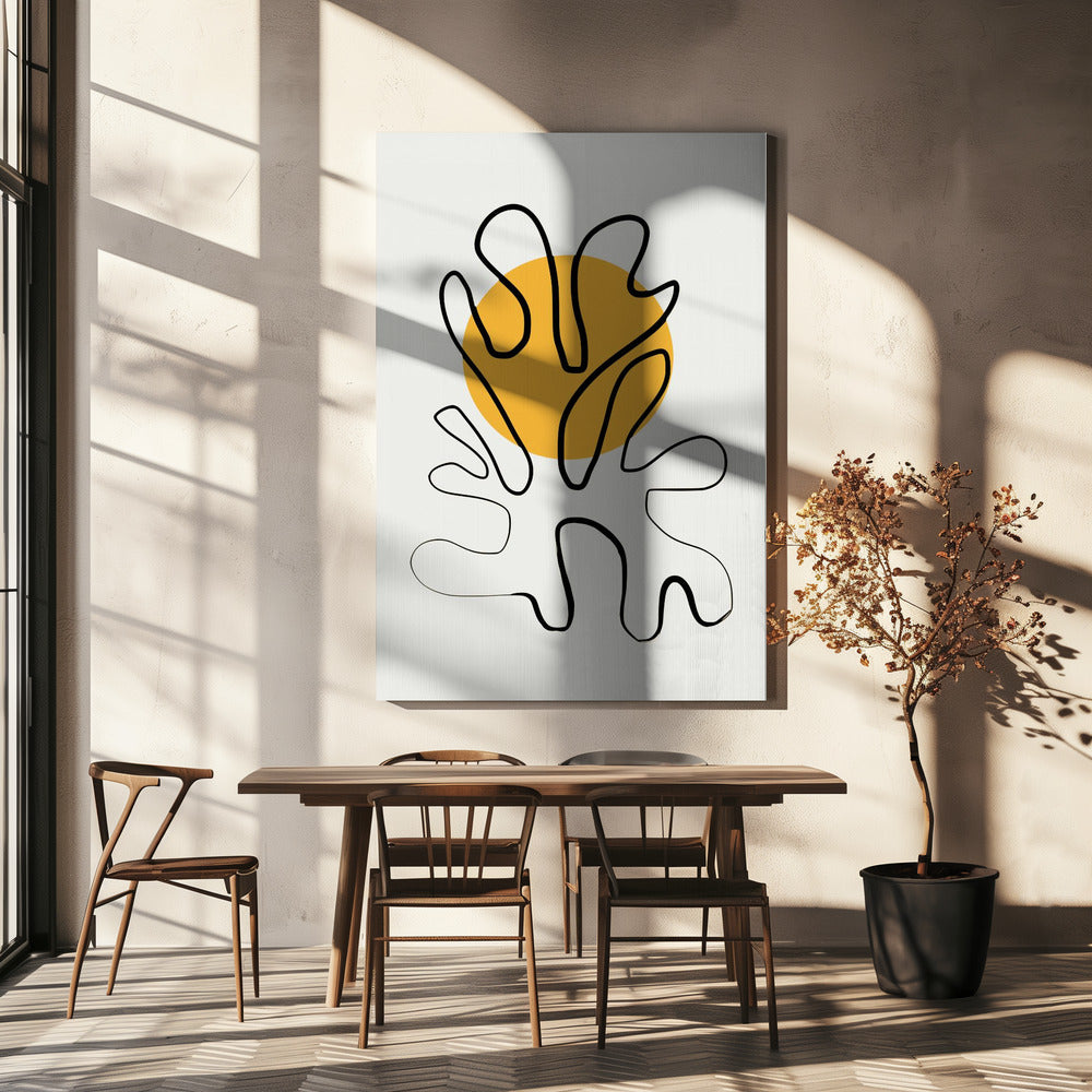 Minimalist Coral and Sun | Canvas