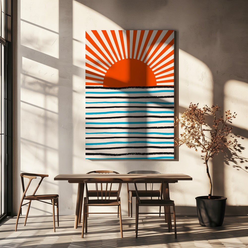 Red Sun and Sea | Canvas