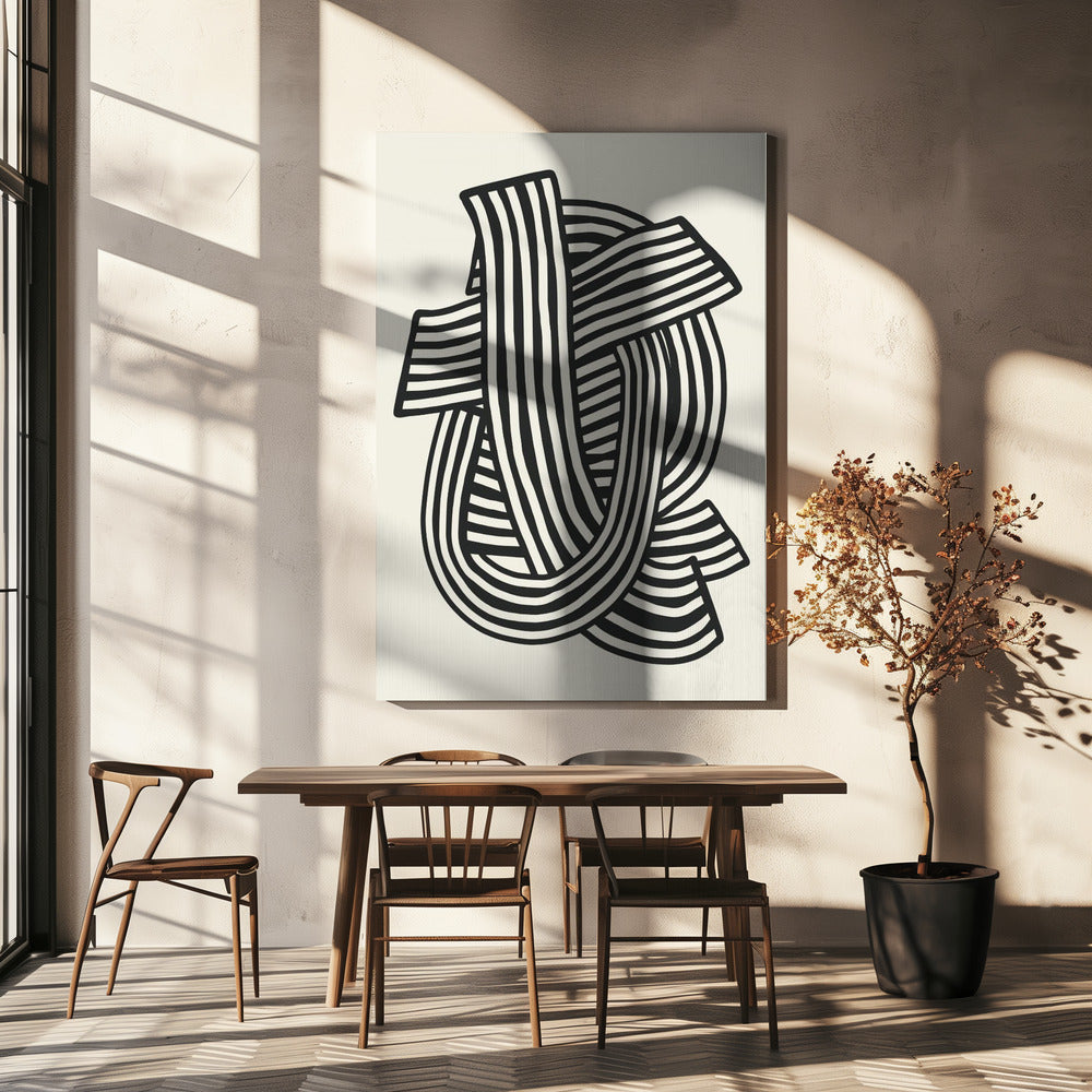 Striped Abstract In Black | Canvas