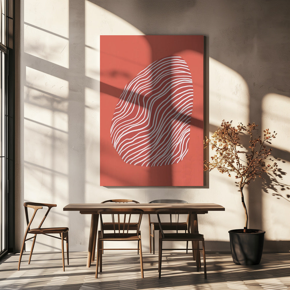 Line art confined in space-red | Canvas