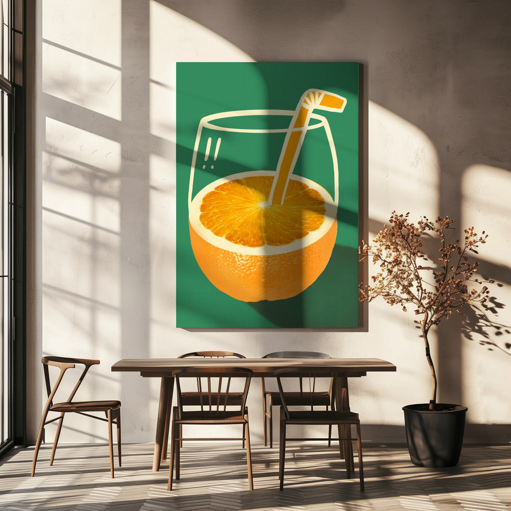 Vibrant Orange Cleverly Illustrated | Canvas