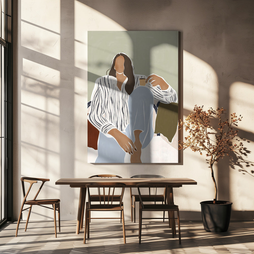 Woman Enjoying a Cup of Espresso | Canvas
