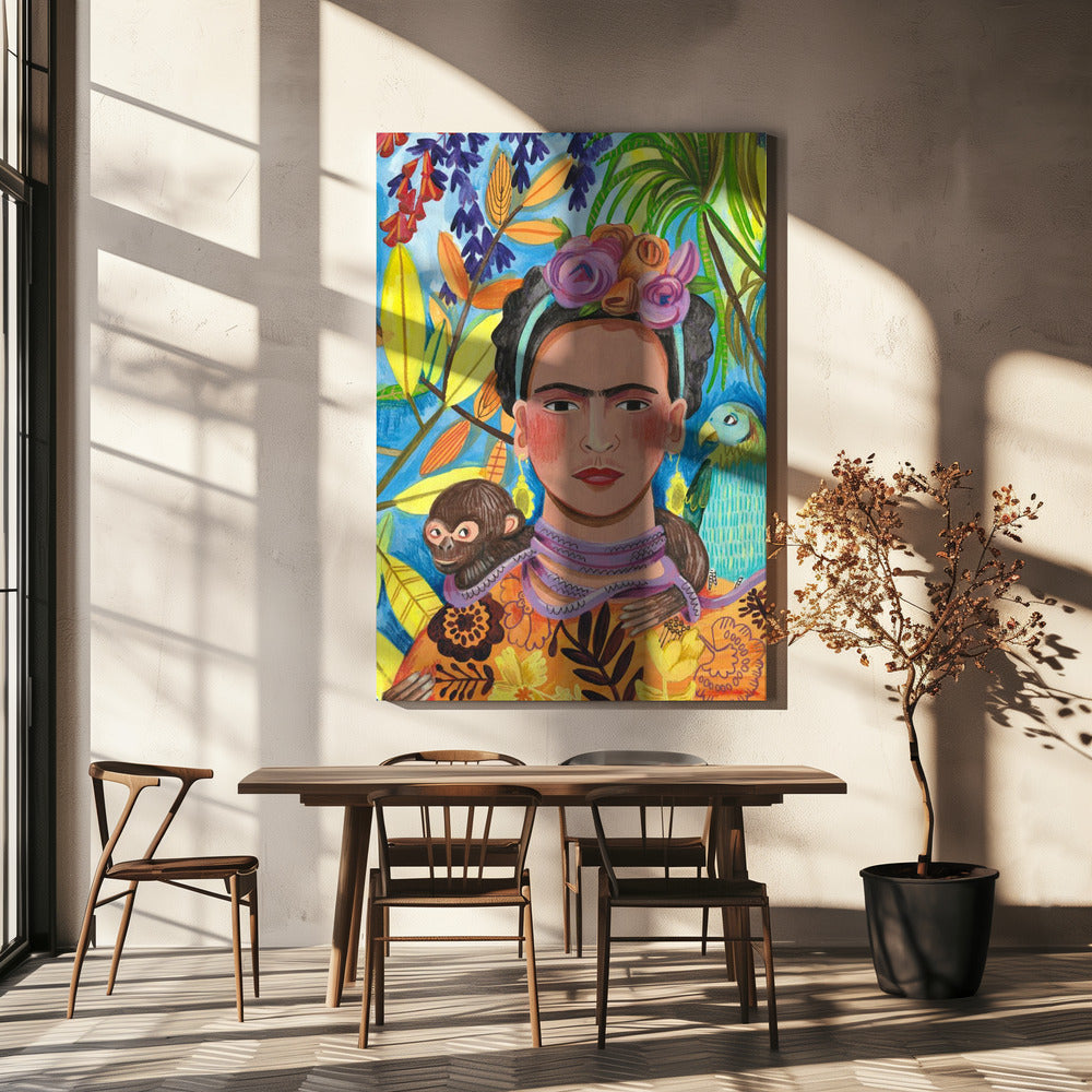 Frida and her parrots | Canvas
